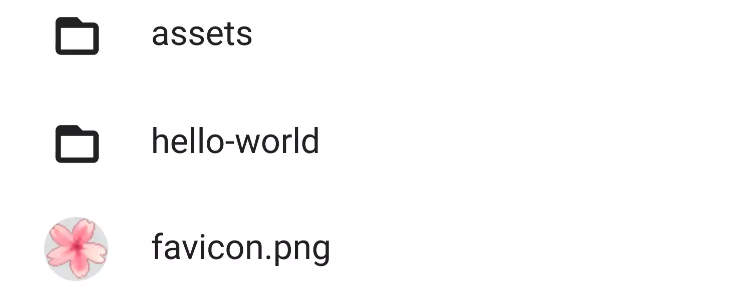 三个项目，两个文件夹和一个樱花图标图片